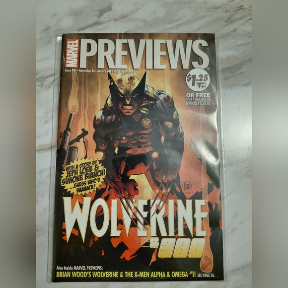 Marvel Previews Wolverine #300 with Fiery Red and Bold Yellow Preview - Picture 2 of 2